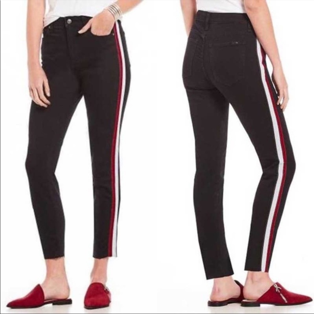 Joes Jeans Maroon and White Stripe Charlie High Rise